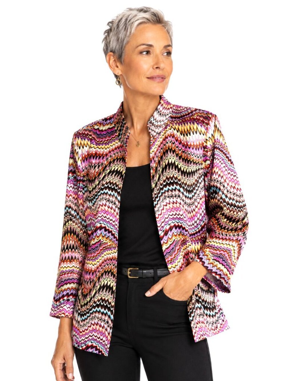 Patchington Multicolor Mod Print Open Blazer